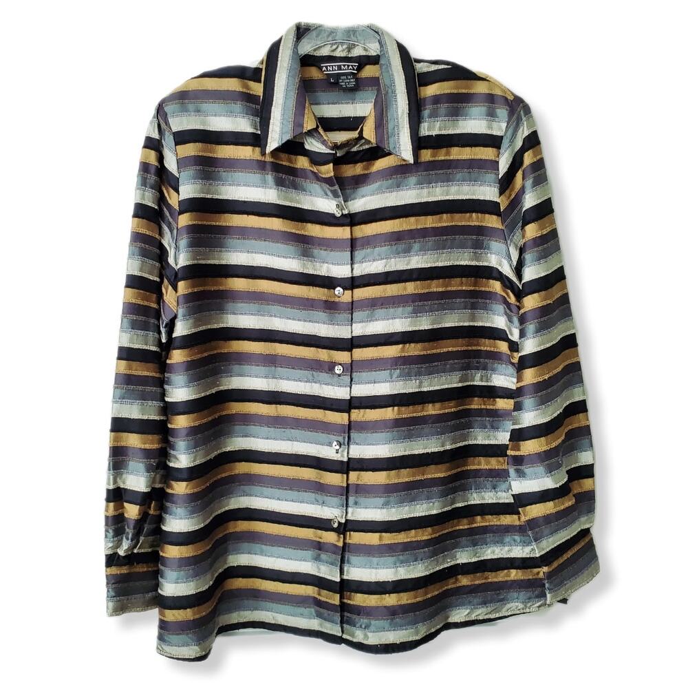 Women 80s Silk Piece Shacket L Statement Holiday Cocktail Artsy Lagenlook Mature